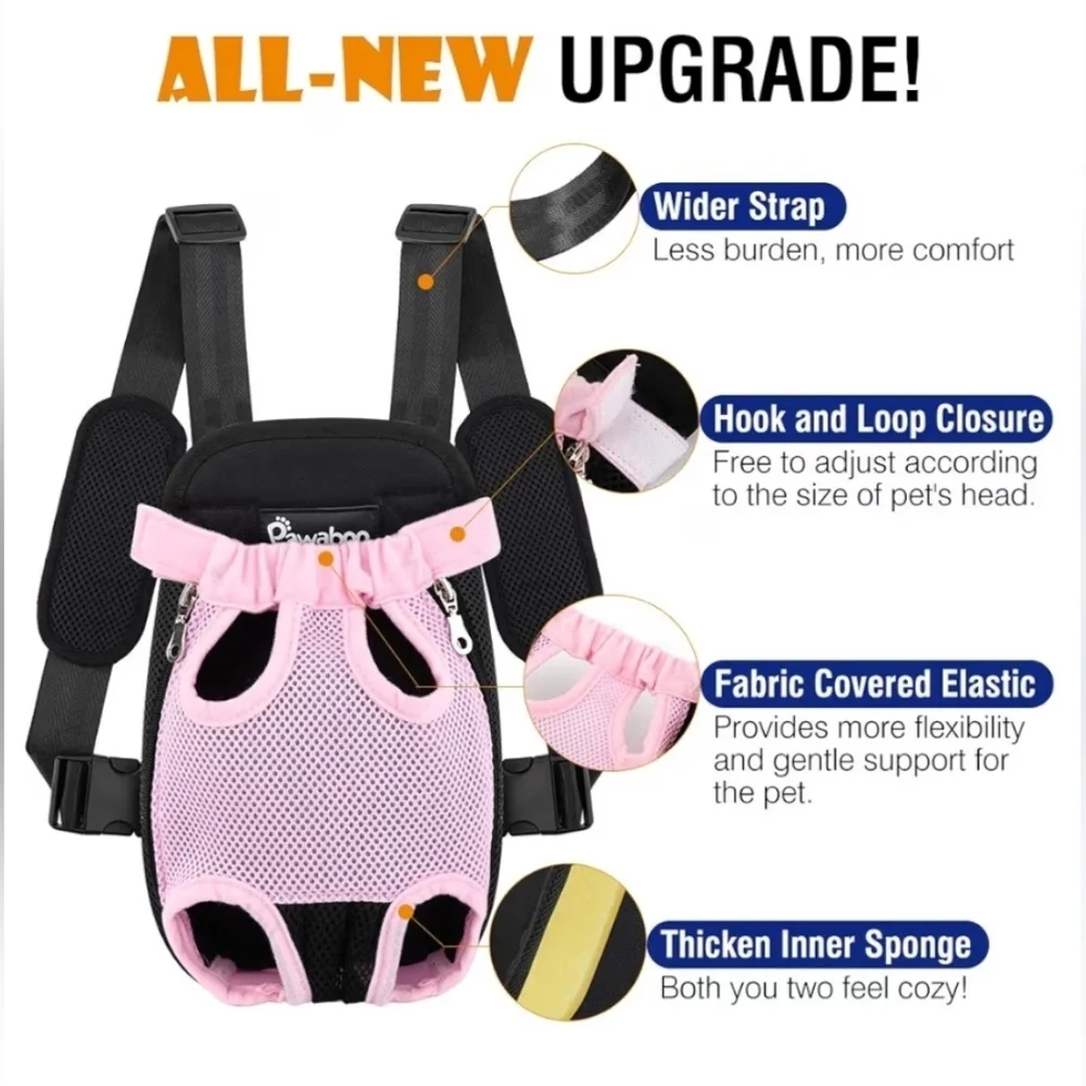 Pawaboo NWT Pink/Black Pet Dog Adjustable Carrier Backpack Size Large | 12-16lbs